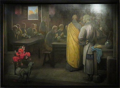 Bonzes dans un réfectoire à Canton, , Félix Régamey