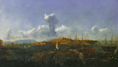 Ilha das Cobras ('island of the snakes') and the works at the 'Cais do Mineiros' quay, 1852, Félix-Émile Taunay