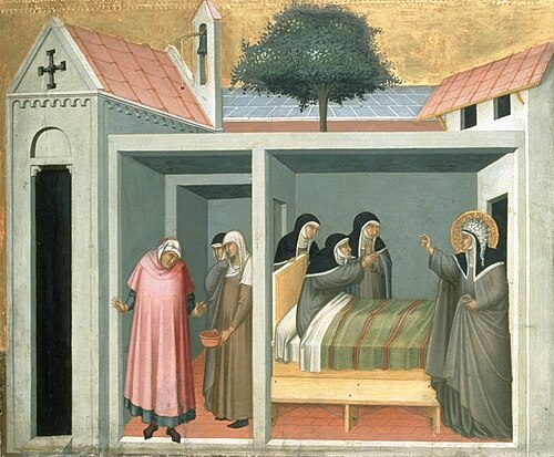 Die Heilige Humilitas heilt eine kranke Nonne, 1332, Pietro Lorenzetti