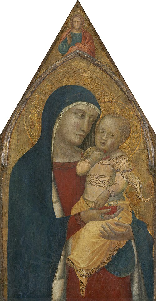 Madonna and Child, with the Blessing Christ [middle panel], , Pietro Lorenzetti