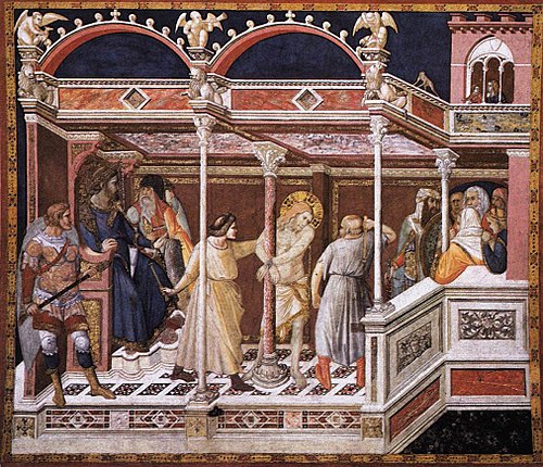 La flagellation devant Pilate, 1310, Pietro Lorenzetti