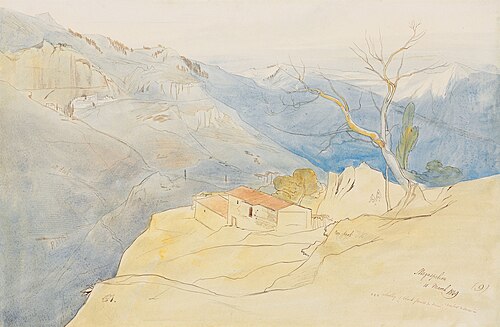 The monastery of Megaspelion, Arcadia, Greece, , Edward Lear