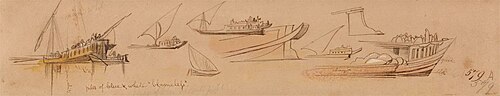 Boats on the Nile, 1867, Edward Lear