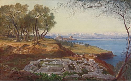 Corfu from Ascension, 1860, Edward Lear