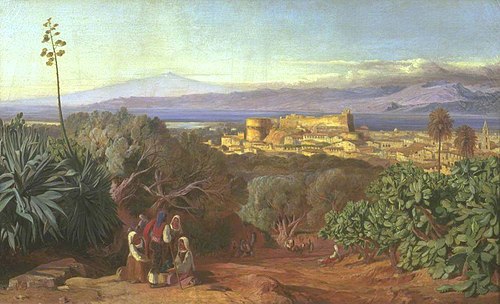 View of Reggio and the Straits of Messina, 1852, Edward Lear