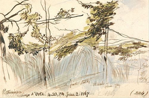Pettenasco, Lago d'Orta, 4-20 pm, 2 June 1867 (224), 1867, Edward Lear