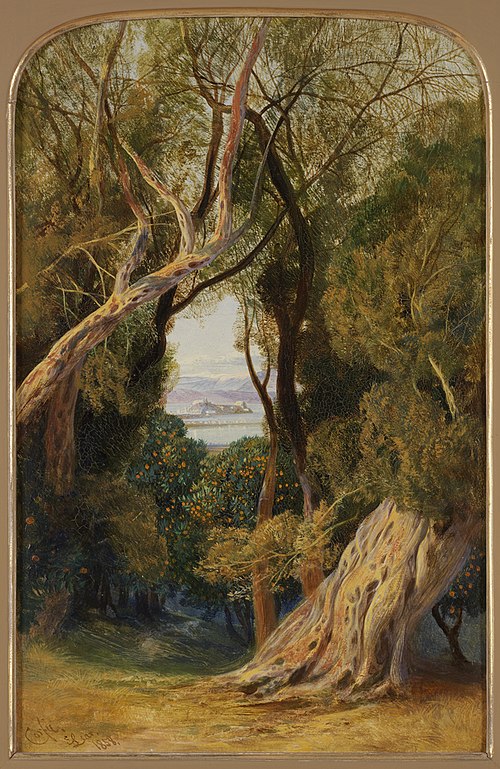 Corfu from near the Village of Virós, 1858, Edward Lear