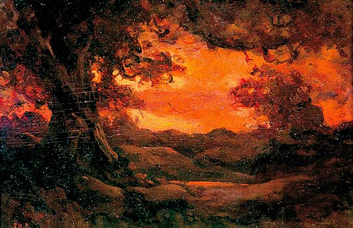 Landscape with Red Sunset, 1853, Théodore Rousseau