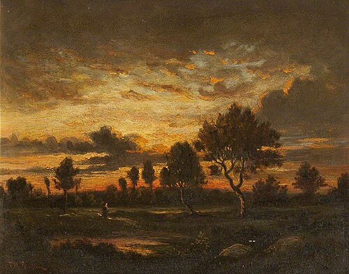 Paysage au soleil couchant, , Théodore Rousseau
