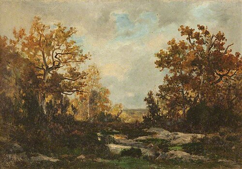 River in a Wooded Landscape, 1880, Théodore Rousseau