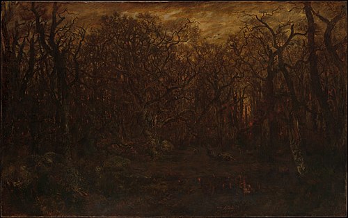 La Forêt en hiver au coucher du soleil, 1846, Théodore Rousseau