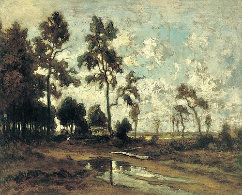 La cabane du charbon de bois dans la forêt de Fontainebleau, 1855, Théodore Rousseau