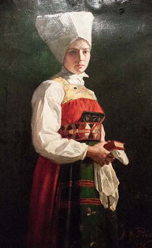 Peasant woman in holiday attire, 1876, Jenny Nyström