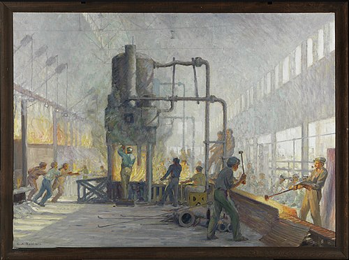 Forging 6-inch Shells - Cluff Ammunition Company, Toronto, 1919, George Agnew Reid