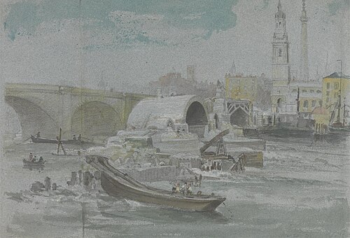 The Demolition of Old London Bridge, 1832, George Arnald