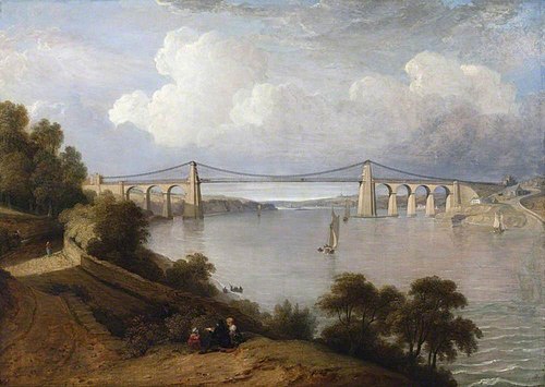 The Menai Bridge, 1828, George Arnald