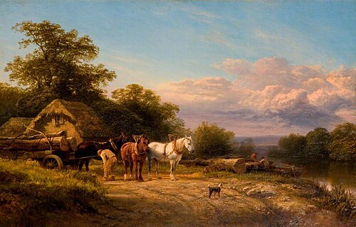 Horses with Timber Wagon, 1880, George Cole