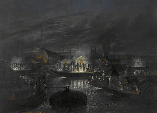 The Durga Puja Being Celebrated on the River Hugli, Calcutta, 1875, 1882, George Gidley Palmer