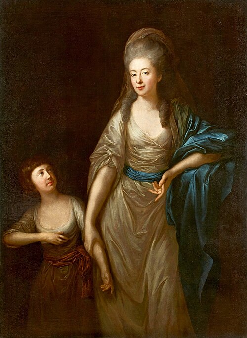 Portret hrabiny Amalii Augustyny Löfer z córką, 1750, Anton Graff
