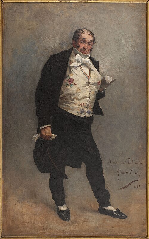 Portrait de Lhéritier, acteur (1809-1885) dans le rôle de Cordenbois de "la Cagnotte" de Labiche, 1881, Georges Cain