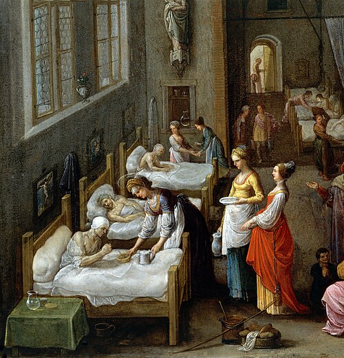 Elizabeth of Hungary Visiting a Hospital, 1596, Adam Elsheimer