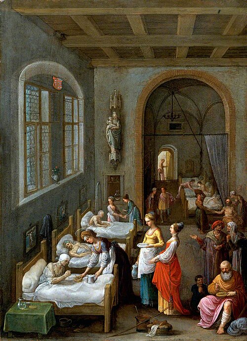 Saint Elizabeth of Hungary Bringing Food for the Inmates of a Hospital, 1598, Adam Elsheimer