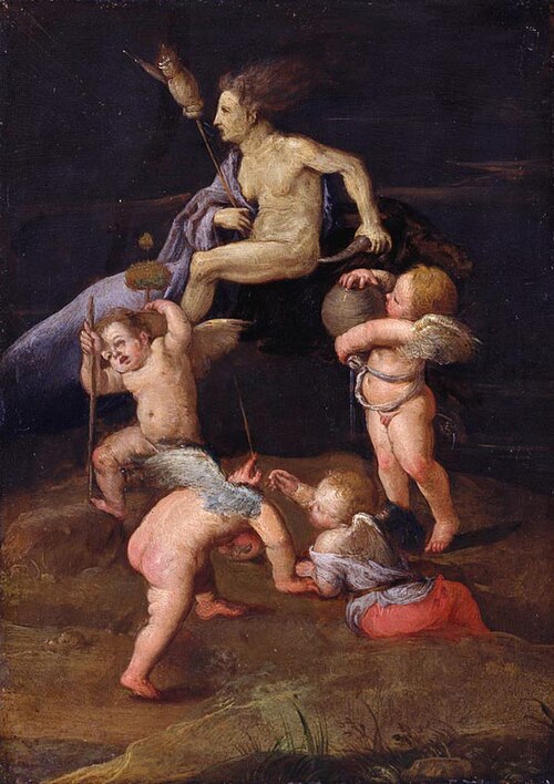 Witch Riding Backwards on a Goat, 1597, Adam Elsheimer
