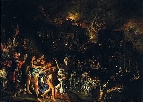L'incendie de Troie, 1600, Adam Elsheimer