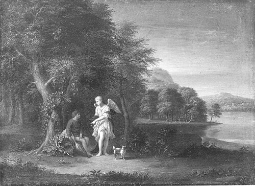 Landschaft mit Tobias und Engel, 1594, Adam Elsheimer