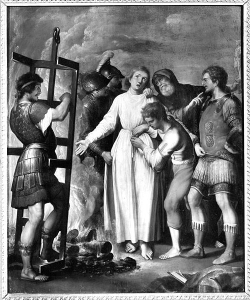 Hl. Laurentius, Rückseite: Teil eines hl. Christophorus (Nachfolger), 1594, Adam Elsheimer