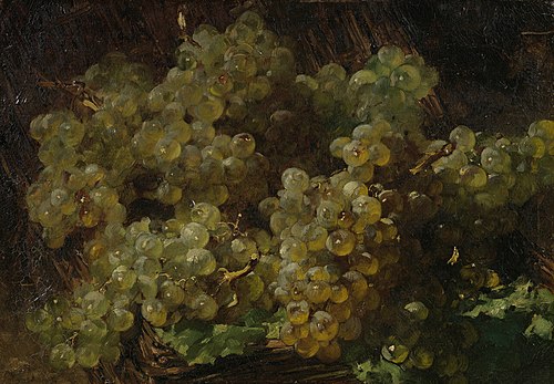 Stilleven met mand met Spaanse druiven, , Georges Jeannin