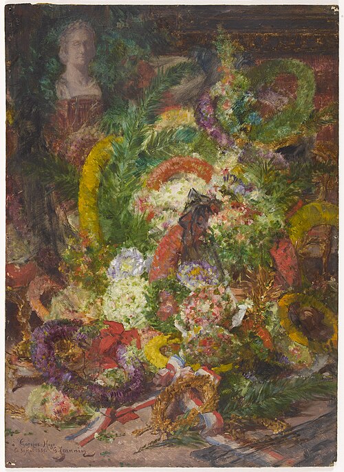 Les fleurs et les couronnes de la chambre mortuaire, 1885, Georges Jeannin