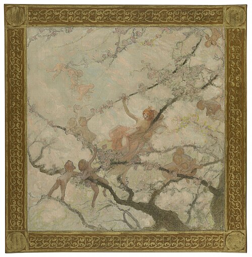 Esquisse pour la mairie du 15ème : Femme et enfants dans des branchages, 1929, Georges Picard