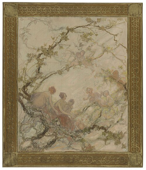 Esquisse pour la mairie du 15ème : Femmes et enfants dans les branchages, 1929, Georges Picard