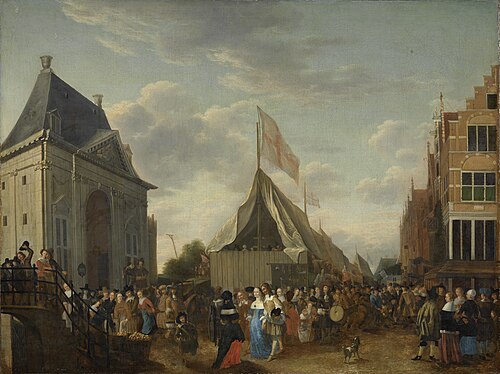 Fair near the Heiligewegspoort, 1650, Gerrit Lundens
