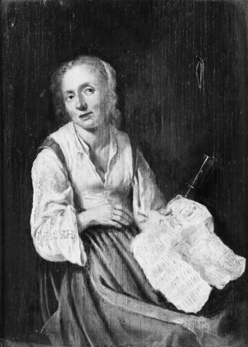Woman with a Newspaper in her Hand, 1669, Gerrit Lundens