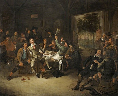 Peasants feasting in a Barn, 1670, Gerrit Lundens