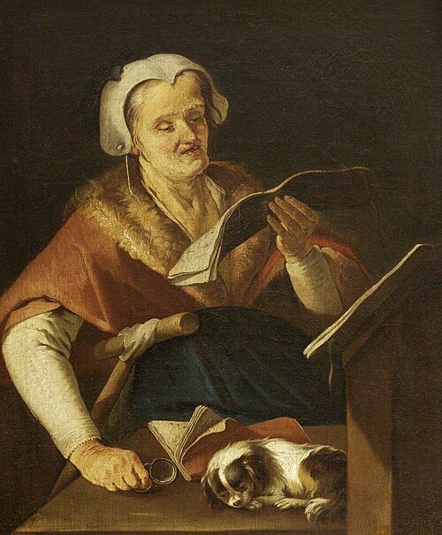 An Old Woman Singing and a Dog, 1710, Giacomo Francesco Cipper