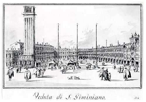Piazza San Marco, Looking toward the Church of San Gemignano, 1804, Giacomo Guardi