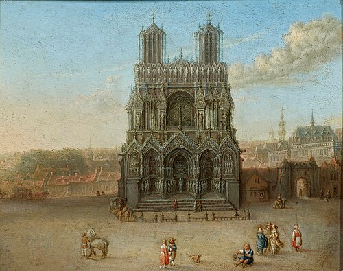 View of the cathedral of Reims, 1650, Gillis Neyts
