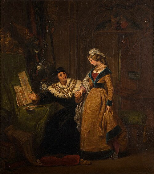 Le roi René présentant à Jeanne de Laval le Livre du coeur d'Amour épris, 1835, Gillot Saint-Evre