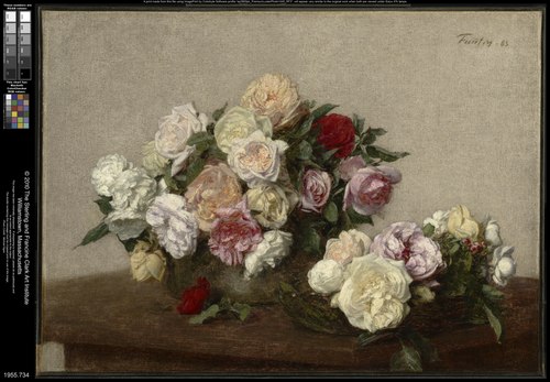 Roses dans une coupe et assiette, 1885, Henri Fantin-Latour