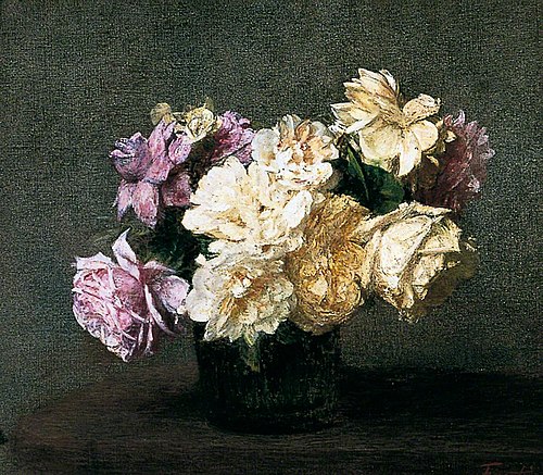 Pink and Yellow Roses, , Henri Fantin-Latour