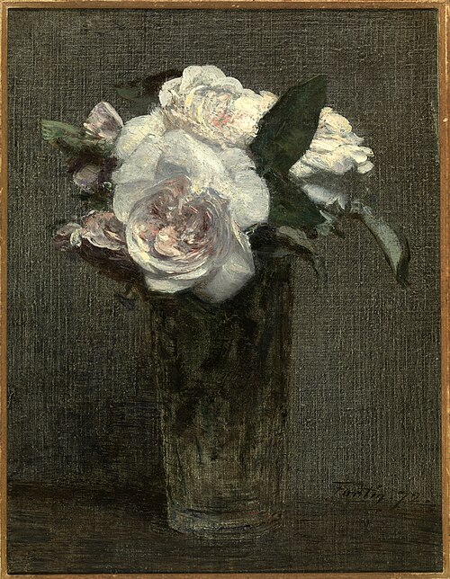 Roses blanches dans un verre, 1872, Henri Fantin-Latour