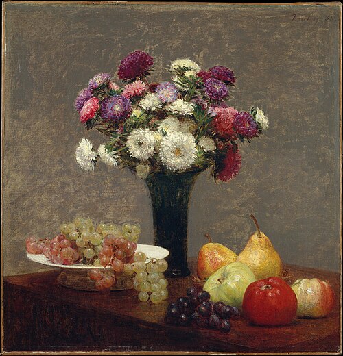 Asters and Fruit on a Table, 1868, Henri Fantin-Latour