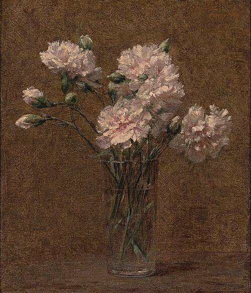 White carnations in a glass, 1880, Henri Fantin-Latour