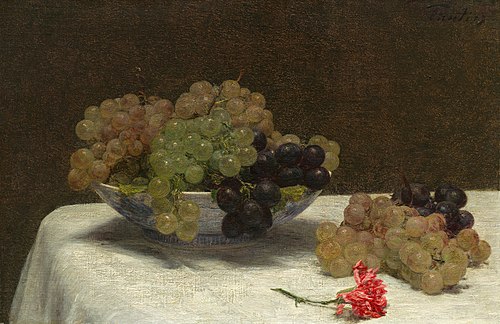 Still Life with Grapes and a Carnation, 1880, Henri Fantin-Latour