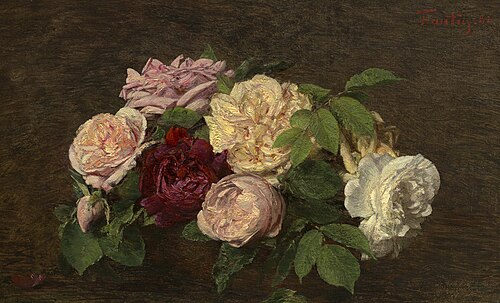 Roses de Nice on a Table, 1882, Henri Fantin-Latour