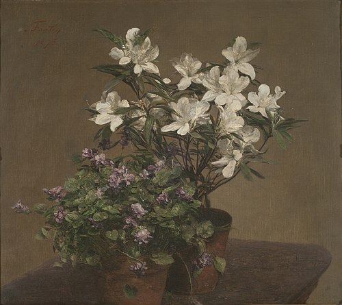 Violettes et azalées (Violetas y azaleas), 1875, Henri Fantin-Latour