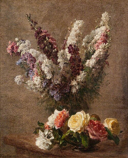 Roses and Larkspur, 1885, Henri Fantin-Latour